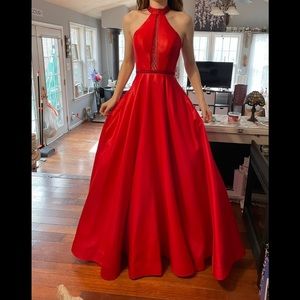Clarisse Red Halter Gown